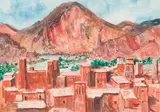 Village au pied de l'Atlas by Stéphane Magnard, Aquarelle sur papier encadrée signée en bas à gauche, sold Jun 2020