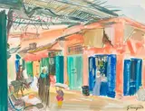 Marrakech. Le Souk by Stéphane Magnard, Aquarelle sur papier encadrée signée en bas à droite, sold Jun 2020