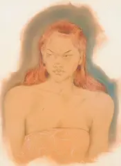 Portrait de jeune tahitienne by Serge Gres, 1936, Aquarelle et gouache sur papier encadrée, sold Jun 2020