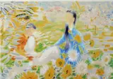 Maternité au jardin by Le Pho, Lithographie en couleur signée dans la marge et numérotée, sold Mar 2020