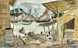 Village de pêcheurs. Vietnam by Stéphane Magnard, Aquarelle sur papier encadrée signée en bas à gauche, sold Oct 2019