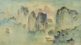 Sampans et jonques dans la baie d'Along by Trần Văn Thọ, 1942, Encre et aquarelle sur papier encadrée signée, sold Oct 2019