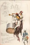Musiciens à Salonique by Charles Fouqueray, Crayon et aquarelle sur papier encadré annoté et daté, sold Sep 2019