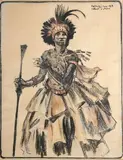 Danseur Katompi Congo by Fernand Allard l'Olivier, 1928, Lithographie sur papier encadrée, légendée et datée, sold Sep 2019