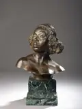 Buste d'Erithréenne (Afrique de l'Est.) by Malvina Hoffman, Bronze à patine brune signé, sold Sep 2019