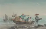 La famille de pêcheurs by Auguste Borget, Aquarelle et mine de plomb encadrée, sold Sep 2019