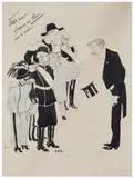 Caricature représentant divers dirigeants politiques européens by Zyg Brunner, vers 1905, Encre de Chine, crayon de couleur et aquarelle sur papier marouflé sur carton, sold Mar 2026