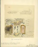 Détail de la décoration du Rosso dans la galerie François Ier (entre la première et la deuxième fenêtre) du château de Fontainebleau by Eugène Delacroix, Aquarelle sur traits de crayon noir, sold Mar 2026