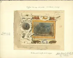 Détail de la décoration du Rosso dans la galerie François Ier (entre la deuxième et la troisième fenêtre) du château de Fontainebleau by Eugène Delacroix, Aquarelle sur traits de crayon noir, sold Mar 2026