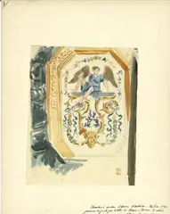 Détail d’un milieu de panneau de by Eugène Delacroix, Aquarelle sur traits de crayon noir, sold Mar 2026