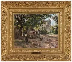 Attelage de boeufs au Chaussin, près de Vichy by Léon Augustin Lhermitte, 1897, Pastel, sold Mar 2026