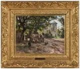 Attelage de boeufs au Chaussin, près de Vichy by Léon Augustin Lhermitte, 1897, Pastel, sold Mar 2026