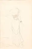 Studio di donna in piedi Matita su carta Al verso reca il N° d'inventario : D. 551. Con cornice Autentica scritta di Vito Doria, datata 25 maggio 1989 Étude d'u by Giovanni Boldini, Crayon sur papier, sold Nov 2021