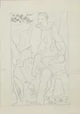 Arlecchino a riposo Matita su carta, firmato G. Severini in basso a destra, verso il 1925 Inscrizione in francese riportanti i colori scelti. Con cornice Arlequ by Gino Severini, Crayon sur papier, sold Nov 2021