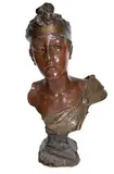 Phryne by Emmanuel Villanis, Epreuve en bronze à patine brune et verte, sold Oct 2021