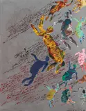Personnages by Bernard Quentin, 1960, Collage et encre sur papier, sold Jul 2021