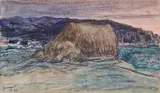 Meules de foin au soleil couchant by Pierre-Georges Jeanniot, 1924, Encre et aquarelle, sold Apr 2024