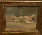 Femme nue alanguie by Antoine Calbet, Aquarelle sur papier, pastel et rehaut de gouache blanche, sold Mar 2024