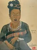 Femme et enfant, "Ta Moc", région de Soula by Léa Lafugie, Aquarelle signée en bas à droite, sold Apr 2024