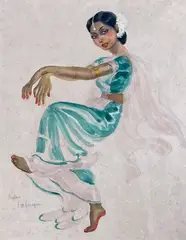 Danse à Ceylan by Léa Lafugie, Gouache signée et située en bas à gauche, sold Apr 2024