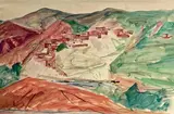 Collines à Madagascar by Élisabeth Faure, Gouache signée en bas à droite, sold Apr 2024