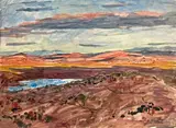 Paysage vallonné by Élisabeth Faure, Gouache signée en bas à droite, sold Apr 2024