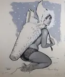 La hotte de Noël by Bernard Charoy, Gouache sur papier signée et numérotée "160" en bas à droite, sold Feb 2024