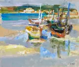 Voiliers au port by Jean Even, Aquarelle signée en bas à droite, sold Feb 2024