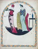 Tenue de soirée by Georges Léonnec, Aquarelle et encre de Chine signée en bas à gauche, sold Feb 2024
