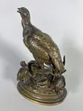 Perdrix et ses petits by Jules Moigniez, Epreuve en bronze à patine brun nuancé, sold Feb 2024