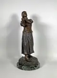 Jeanne d'Arc en prière by Raoul Larche, Epreuve en bronze à patine brun rouge nuancé, sold Feb 2024