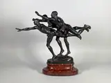 Au but ! by Alfred Boucher, Epreuve en bronze à patine noire, sold Feb 2024