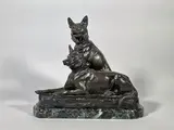 Repos des deux chiens de berger by Louis Riché, Epreuve en bronze à patine brun nuancé, sold Feb 2024