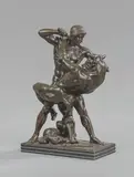 Thésée combattant le Minotaure (seconde version) by Antoine-Louis Barye, Epreuve en bronze à patine brun nuancé, sold Nov 2023