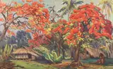 Les flamboyants by Hippolyte Madelaine, Aquarelle signée en bas à droite, sold Oct 2023
