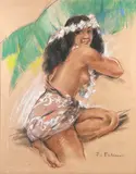 Tahitienne by Fabien Fabiano, 1933, Pastel signé et daté en bas à droite, sold Oct 2023