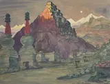 Monastère bouddhiste de Spitok (région du Ladakh) by Léa Lafugie, Aquarelle signée en bas à droite, sold Oct 2023