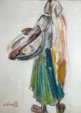 Femme pieds nus by Antoine Marius Gianelli, Pastel gras sur papier signé en bas à gauche, sold Oct 2023