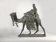 Méhariste touareg by Leonardo Bazzaro, Epreuve en bronze à patine brun foncé, sold Oct 2023