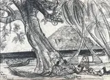 Sur la plage, Madagascar by André Maire, 1959, Fusain et pastel signé et daté en bas à gauche, sold Oct 2023