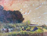 Lavandières by Léon Duval-Gozlan, Pastel et gouache sur papier signé en bas à gauche, sold May 2023