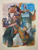 La rue est un monde ouvert aux déesses by Théo Tobiasse, Lithographie signée en bas à droite, annotée "essai" en bas à gauche et titrée dans la pla, sold May 2023
