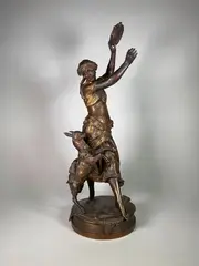 Esméralda dansant by Édouard Houssin, Epreuve en bronze à patine brun nuancé, sold Apr 2023