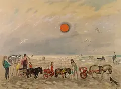 Sur la plage by André Hambourg, Lithographie en couleurs signée en bas à droite et justifiée, sold Apr 2023