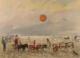 Sur la plage by André Hambourg, Lithographie en couleurs signée en bas à droite et justifiée, sold Apr 2023
