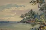 Baie d'Opunohu, Moorea by William Alister Macdonald, 1926, Aquarelle signée, sold Apr 2023