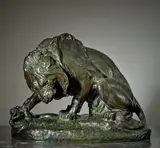 Lion au serpent, (Lion des Tuileries) by Antoine-Louis Barye, Bronze à patine brune nuancée de vert, sold Apr 2026