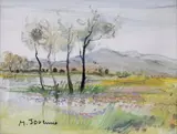 Fleurs du Marais by Michel Jouenne, Pastel sur carton signé en bas à gauche, sold Nov 2017