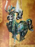Cheval en bronze sur fond orange by Dang Lebadang, Lithographie, sold Jul 2026