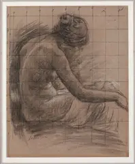 Étude d'une femme nue de dos, mise au carreaux by Henri Lebasque, Mine de plomb, fusain et pastel sur papier, sold Jun 2026
